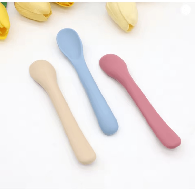 Baby Silicone Soft Feeding Spoons Tiny Gentle First Bite Set 0