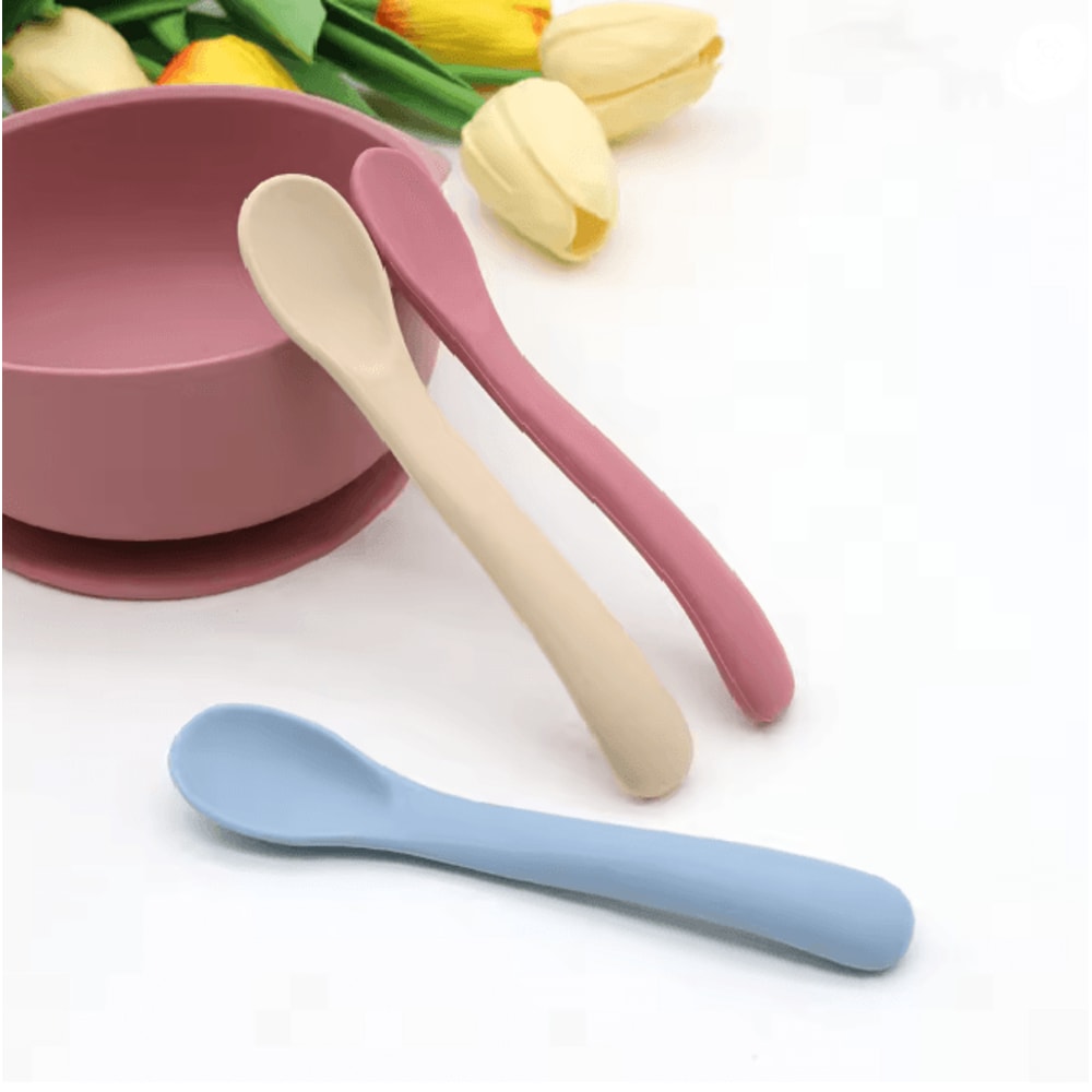 Baby Silicone Soft Feeding Spoons Tiny Gentle First Bite Set 2