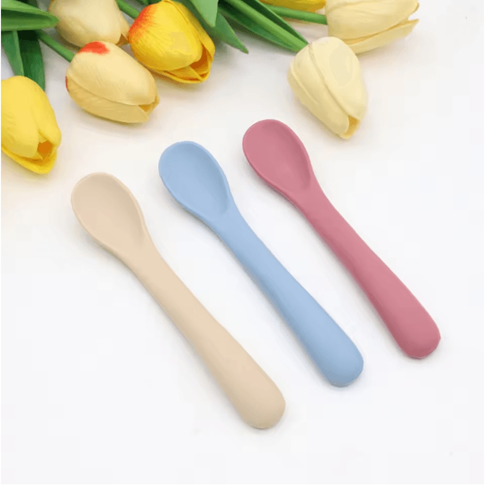 Baby Silicone Soft Feeding Spoons Tiny Gentle First Bite Set 4