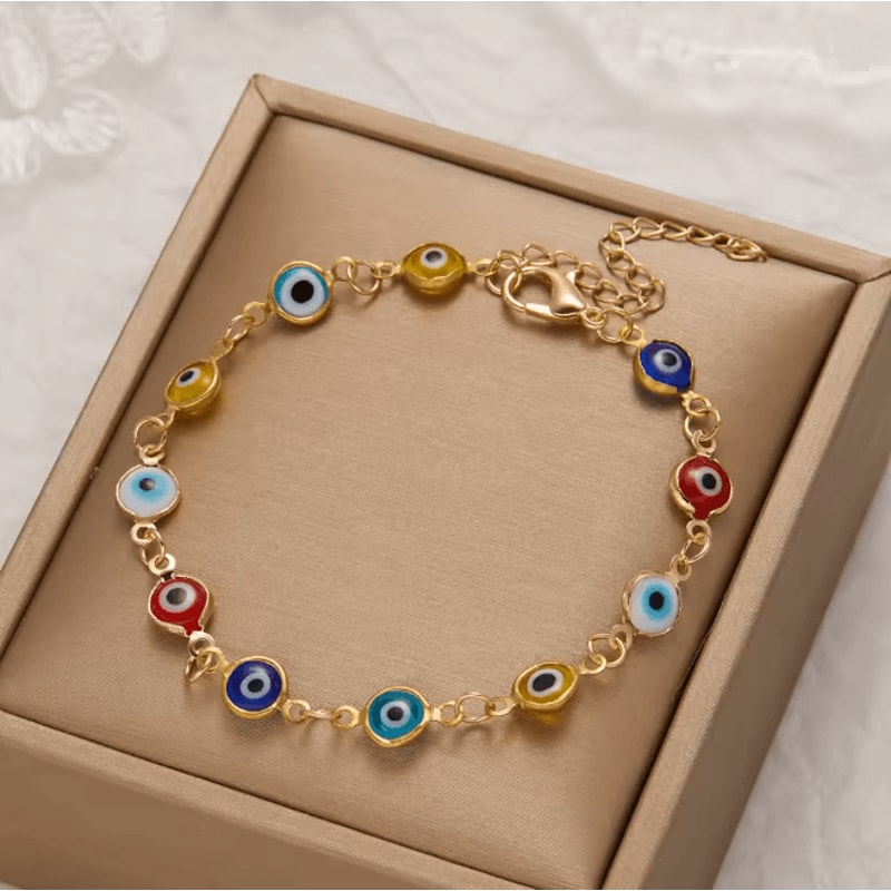 Lucky Evil Eye Bracelet Adjustable Metal Chain Protection Jewelry 7