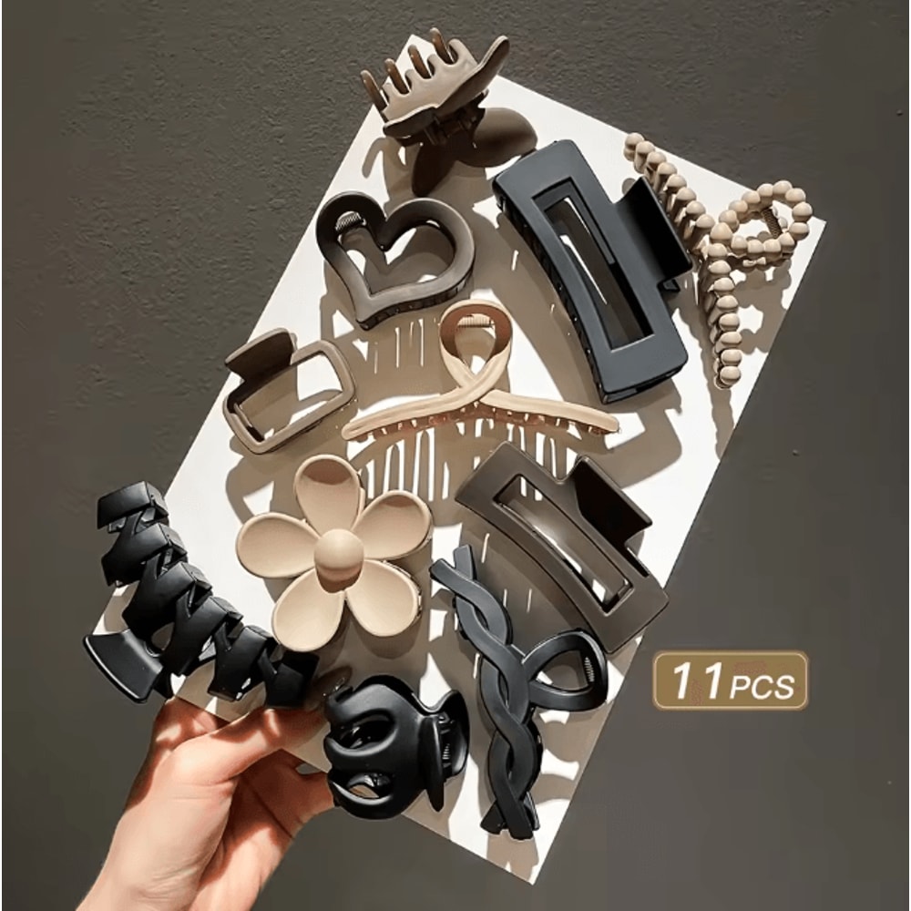 Womens Frosted Hair Clip Set Shark Clip Back Head Styling Accessories 5