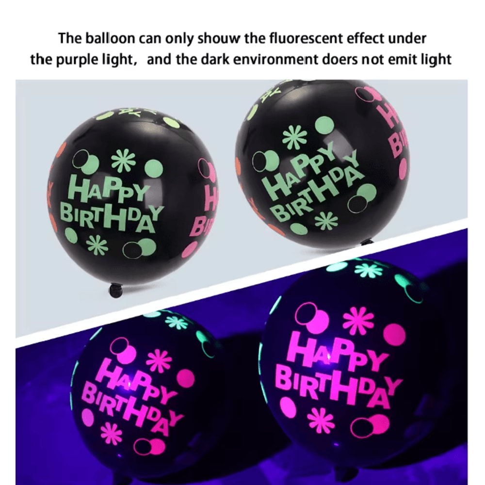 Glow In The Dark Heart Balloons 12 Inch Fluorescent Party Decor Set 3