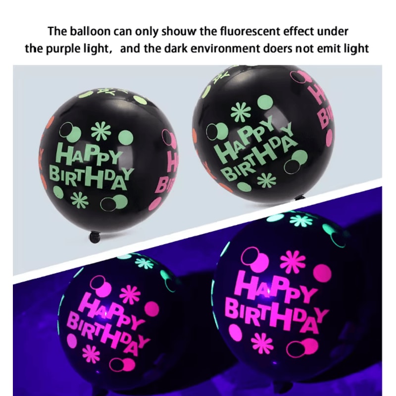 Glow In The Dark Heart Balloons 12 Inch Fluorescent Party Decor Set 3
