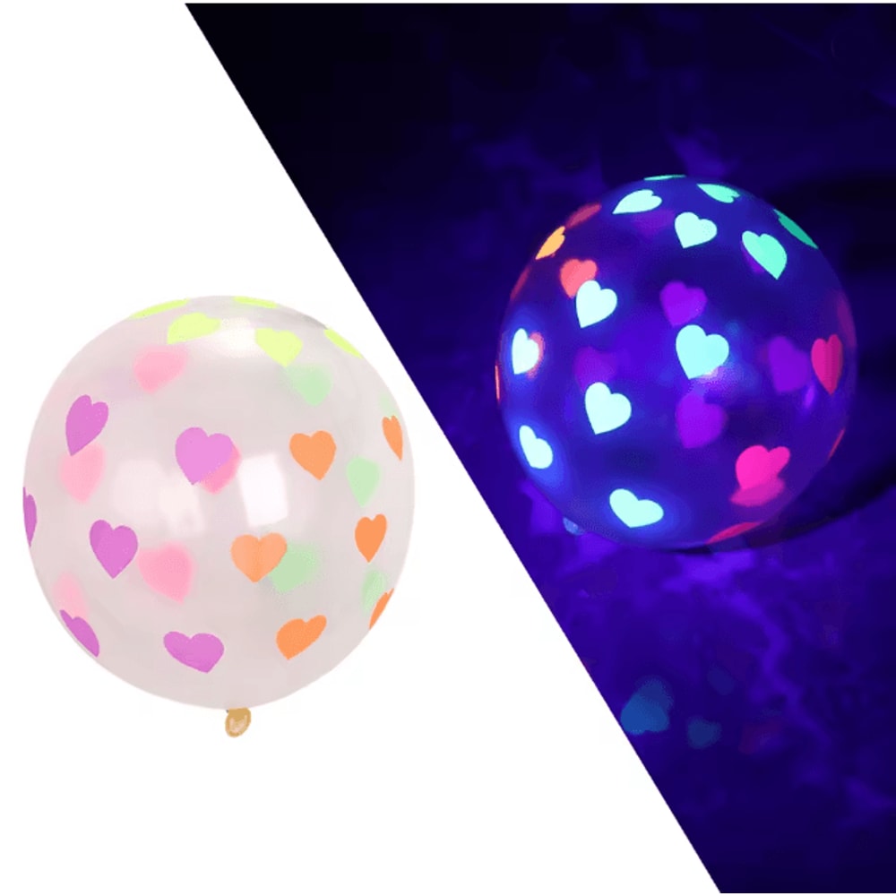 Glow In The Dark Heart Balloons 12 Inch Fluorescent Party Decor Set 8
