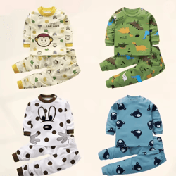 kids cotton sleepwear set warm autumn winter pajamas for boys and girls