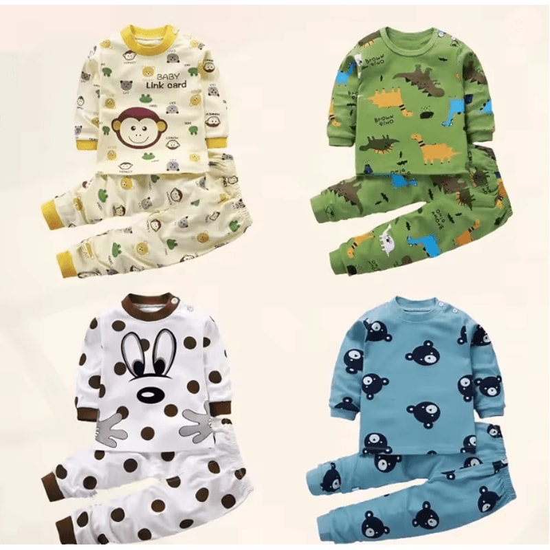 Kids Cotton Sleepwear Set Warm Autumn Winter Pajamas For Boys And Girls 0