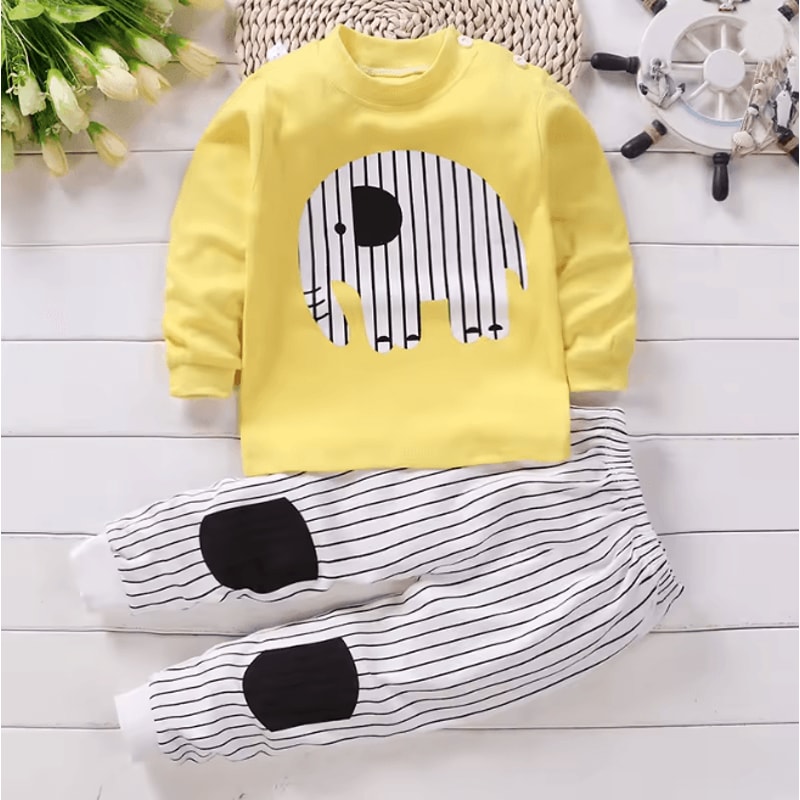 Kids Cotton Sleepwear Set Warm Autumn Winter Pajamas For Boys And Girls 12