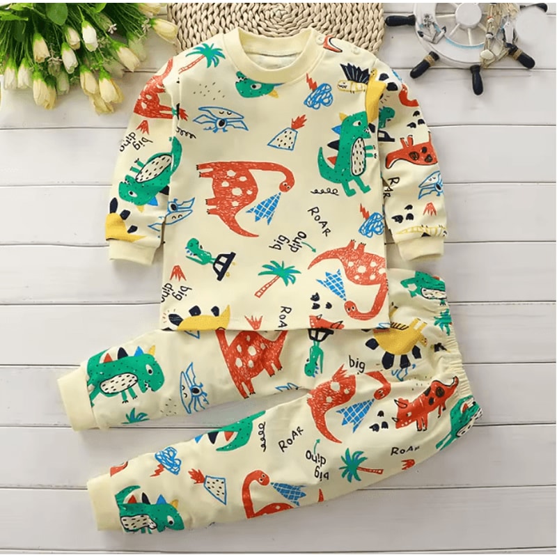 Kids Cotton Sleepwear Set Warm Autumn Winter Pajamas For Boys And Girls 15