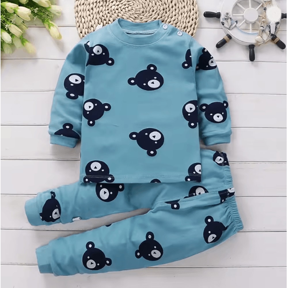 Kids Cotton Sleepwear Set Warm Autumn Winter Pajamas For Boys And Girls 7