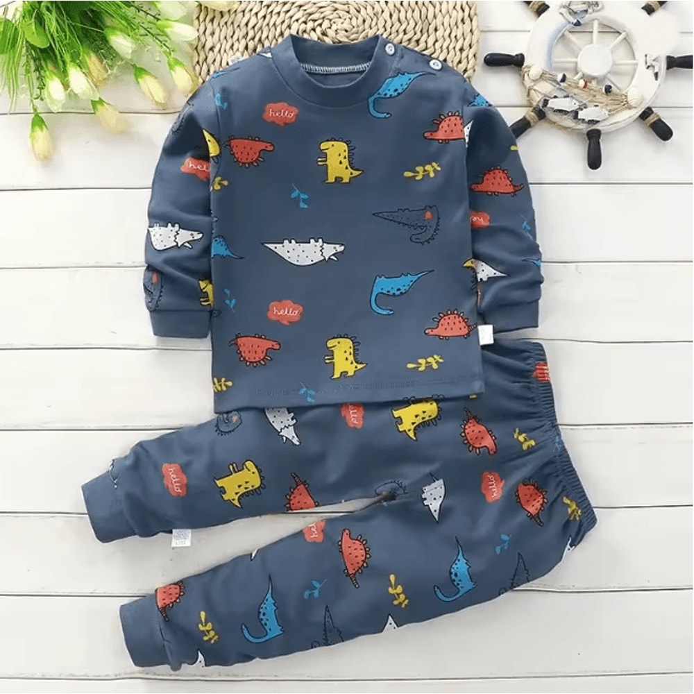 Kids Cotton Sleepwear Set Warm Autumn Winter Pajamas For Boys And Girls 8