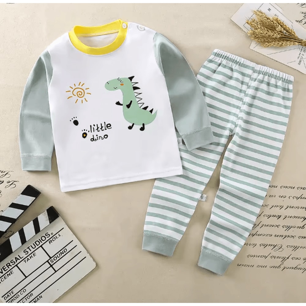 Kids Cotton Sleepwear Set Warm Autumn Winter Pajamas For Boys And Girls 1