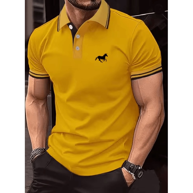 Mens Classic Polo Shirt Short Sleeve Casual Button Lapel Top 7