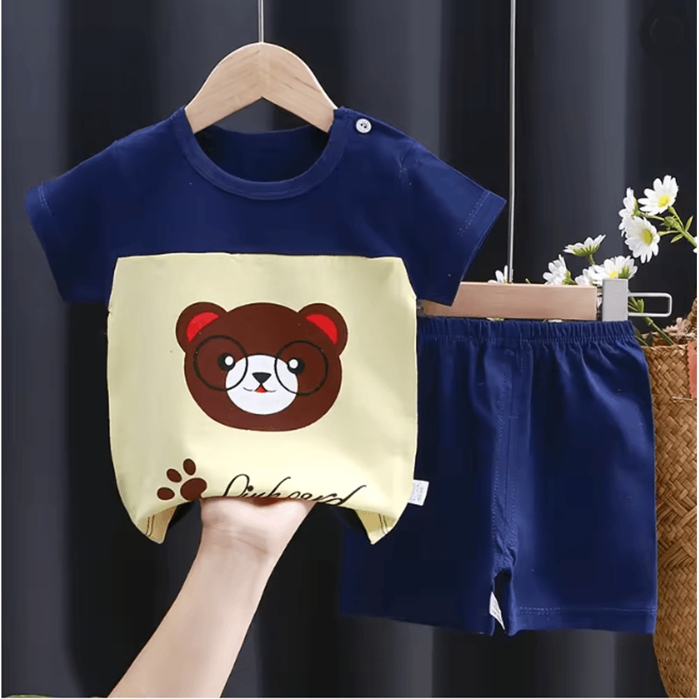 Kids Summer Cotton Clothing Set Cartoon T Shirt And Shorts Outfit 10
