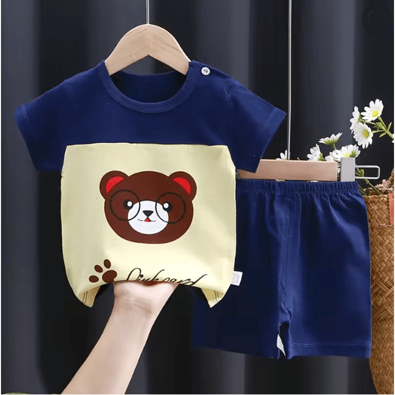 Kids Summer Cotton Clothing Set Cartoon T Shirt And Shorts Outfit 10