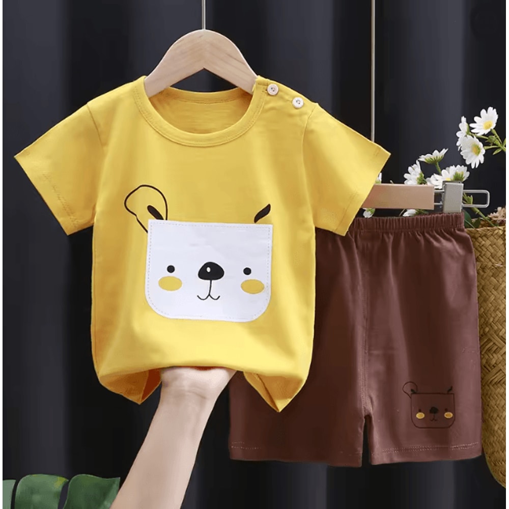 Kids Summer Cotton Clothing Set Cartoon T Shirt And Shorts Outfit 12
