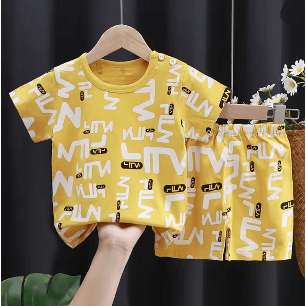 Kids Summer Cotton Clothing Set Cartoon T Shirt And Shorts Outfit 2