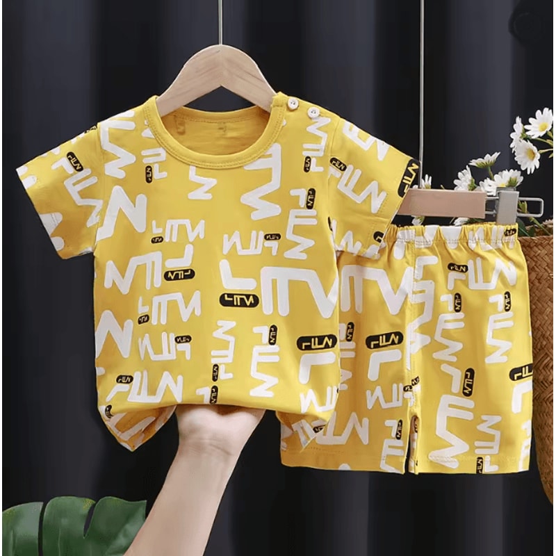 Kids Summer Cotton Clothing Set Cartoon T Shirt And Shorts Outfit 2