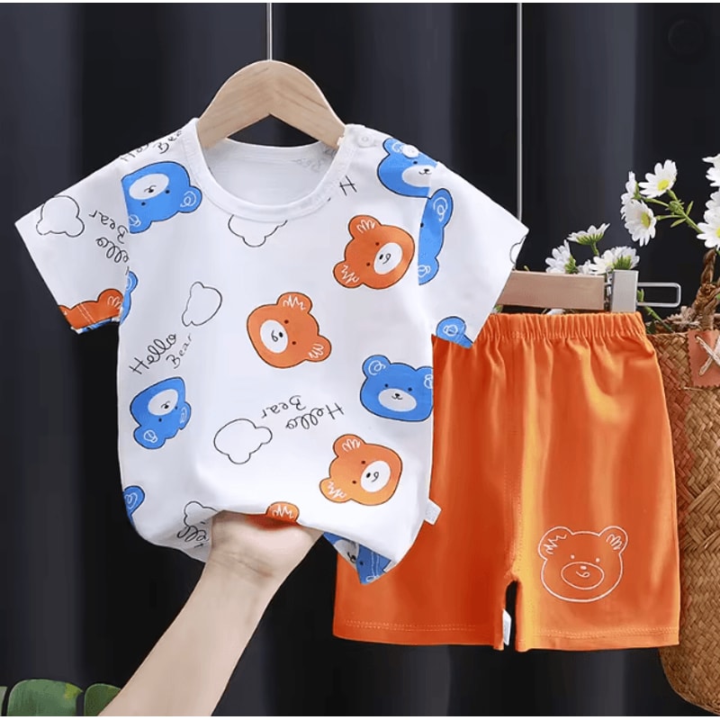 Kids Summer Cotton Clothing Set Cartoon T Shirt And Shorts Outfit 4