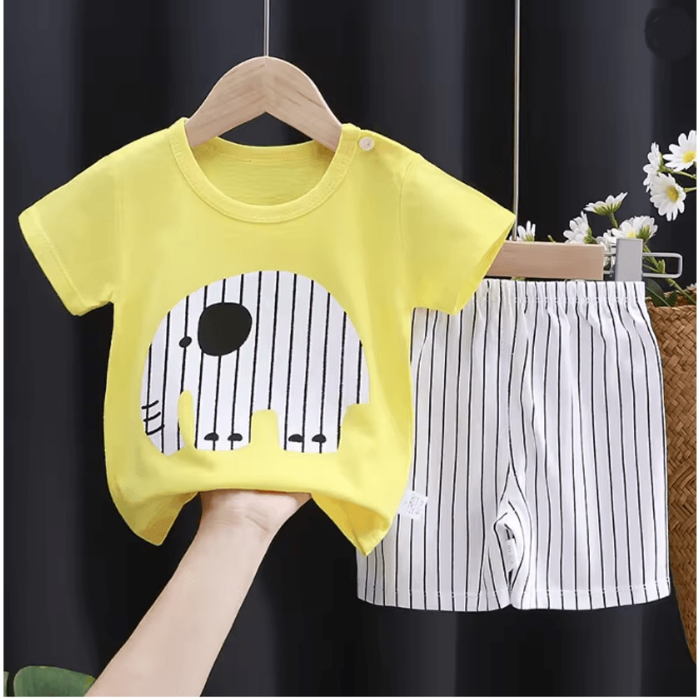 Kids Summer Cotton Clothing Set Cartoon T Shirt And Shorts Outfit 5