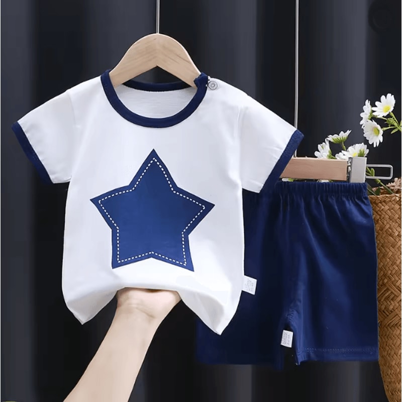 Kids Summer Cotton Clothing Set Cartoon T Shirt And Shorts Outfit 6