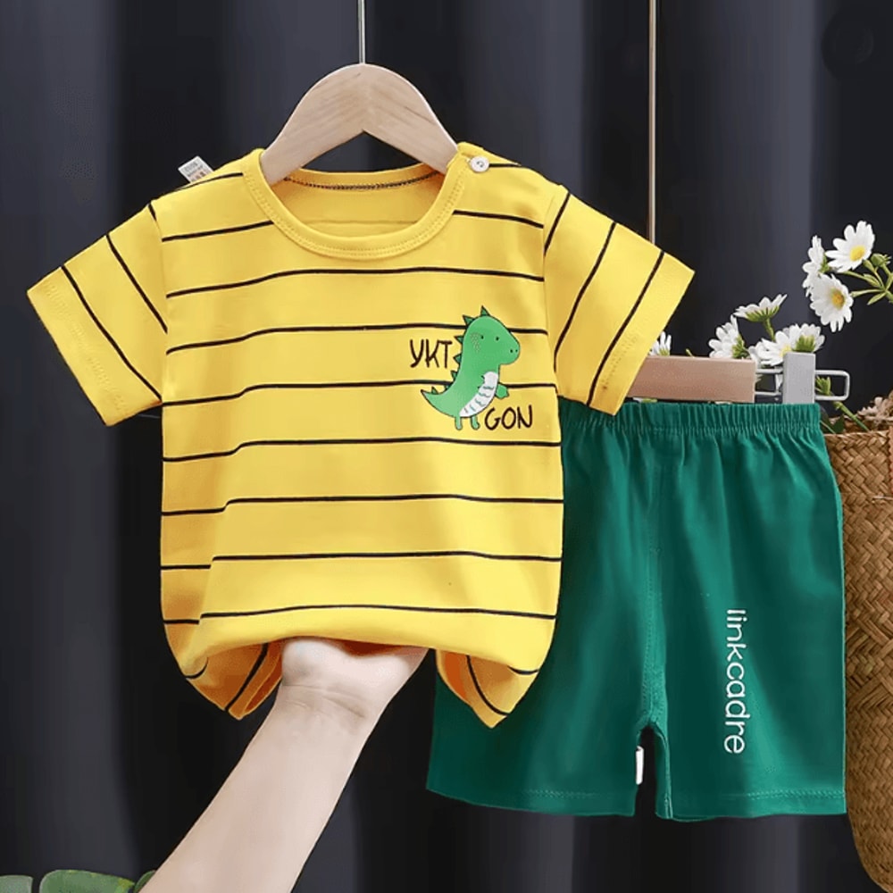 Kids Summer Cotton Clothing Set Cartoon T Shirt And Shorts Outfit 13