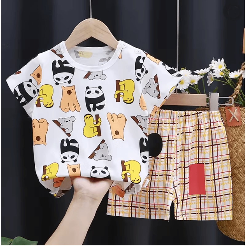 Kids Summer Cotton Clothing Set Cartoon T Shirt And Shorts Outfit 16