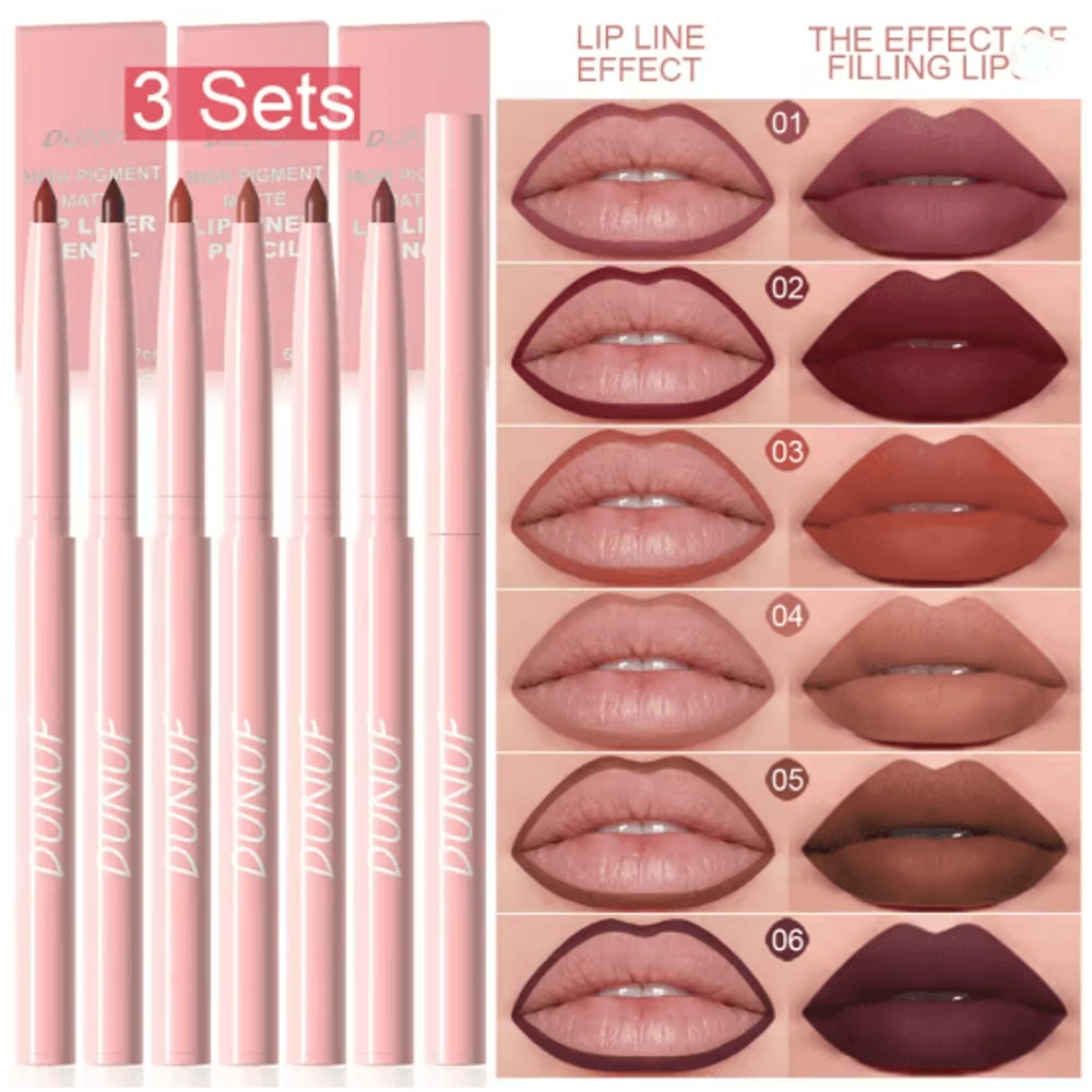 VelvetEdge Lip Liner Pen Set Long Lasting Waterproof Lip Color Collection 5