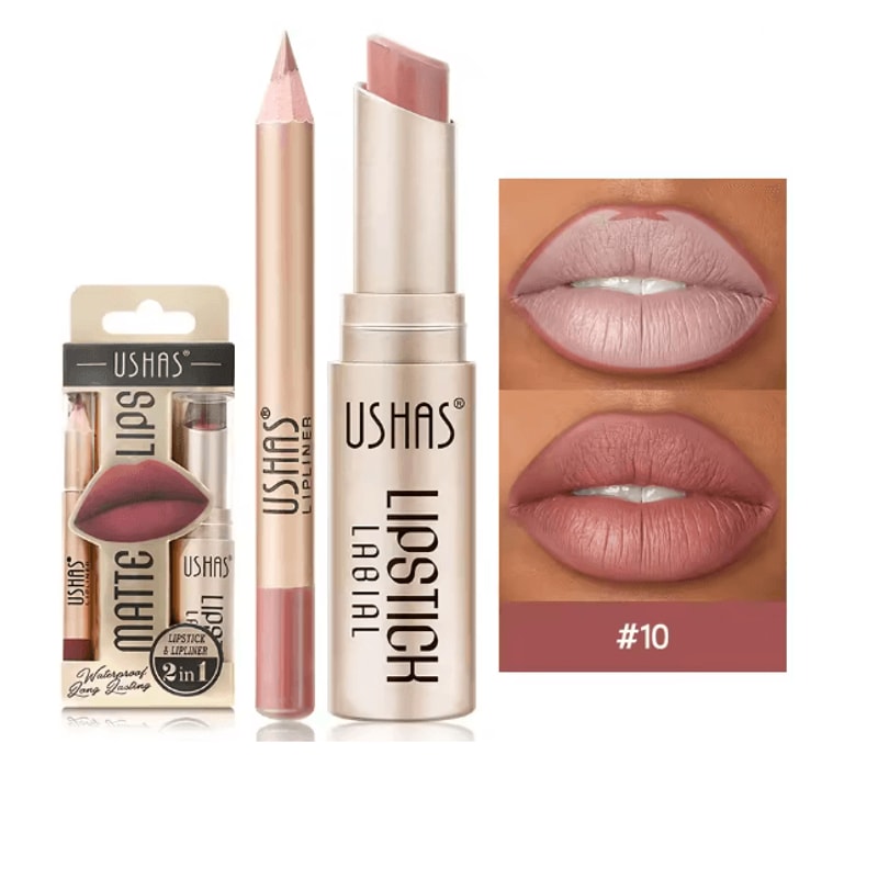 Usha Matte Lipstick And Lip Liner Set Long Lasting Nude And Red Shades 3