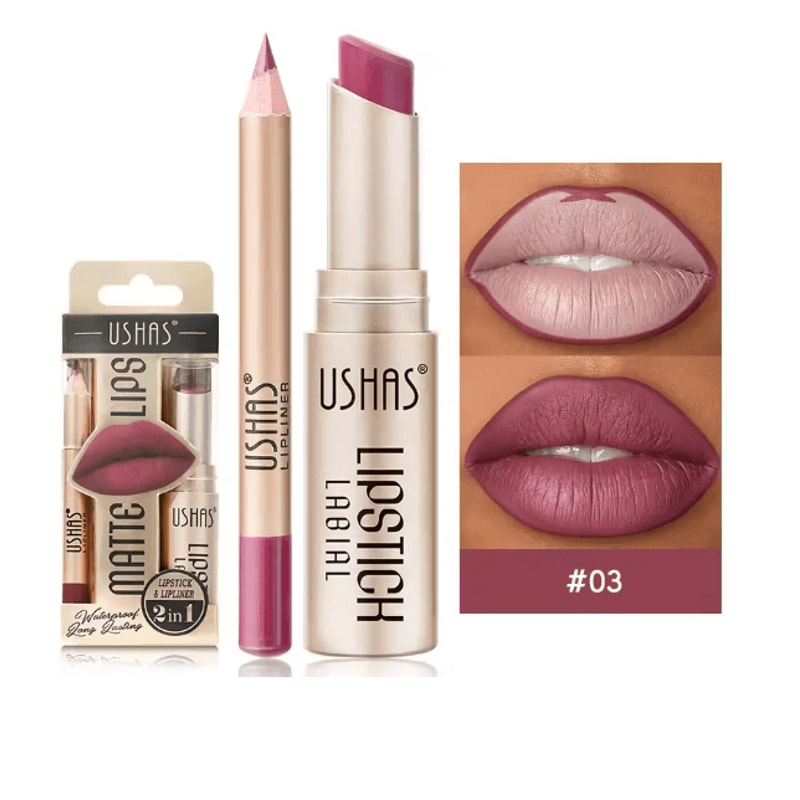 Usha Matte Lipstick And Lip Liner Set Long Lasting Nude And Red Shades 5