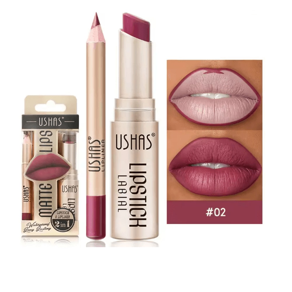 Usha Matte Lipstick And Lip Liner Set Long Lasting Nude And Red Shades 7