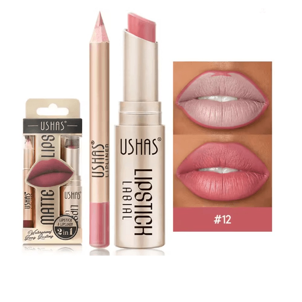 Usha Matte Lipstick And Lip Liner Set Long Lasting Nude And Red Shades 8