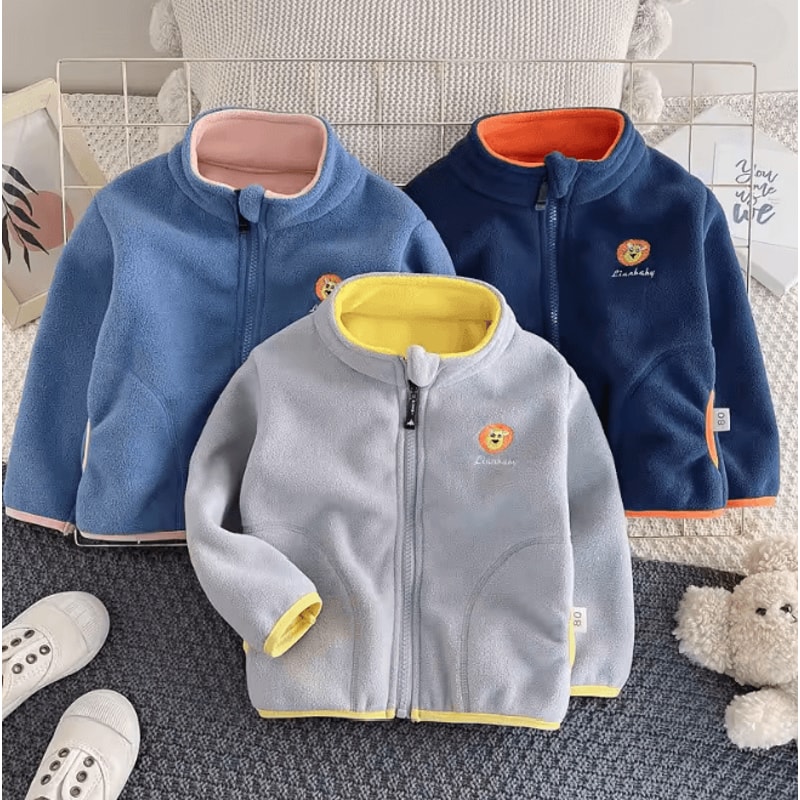Kids Polar Fleece Hooded Jacket Warm Winter Cardigan Coat 0