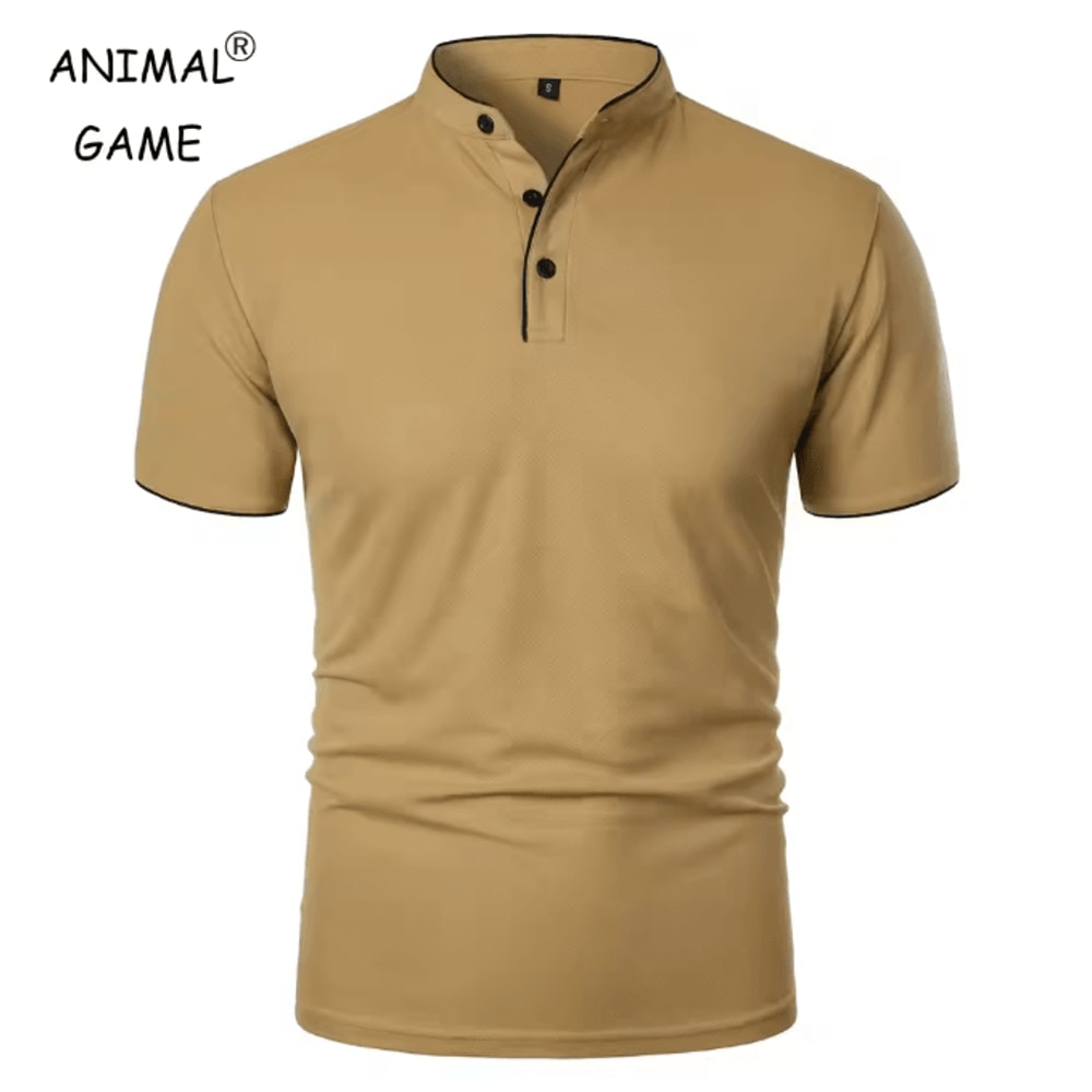 Mens Casual Breathable Short Sleeve Polo Shirt Loose Fit 0