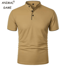 mens casual breathable short sleeve polo shirt loose fit