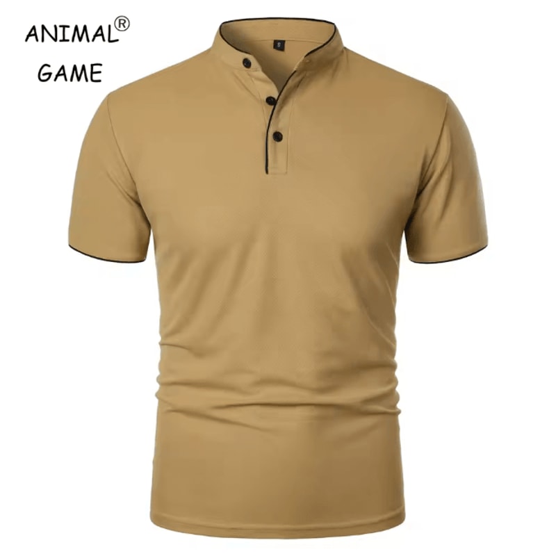 Mens Casual Breathable Short Sleeve Polo Shirt Loose Fit 0