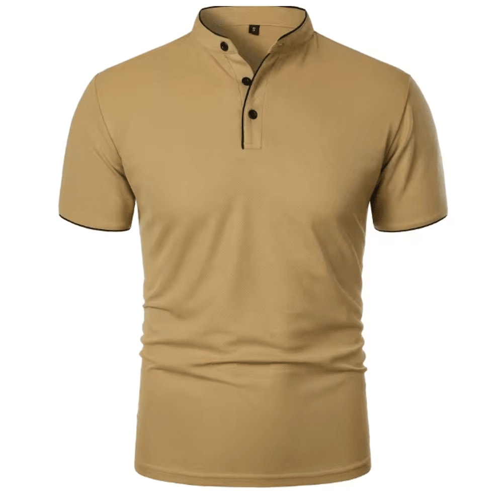Mens Casual Breathable Short Sleeve Polo Shirt Loose Fit 7