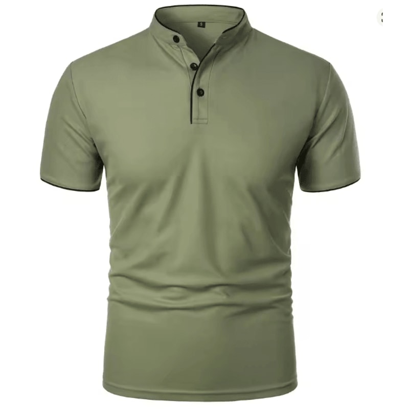 Mens Casual Breathable Short Sleeve Polo Shirt Loose Fit 2
