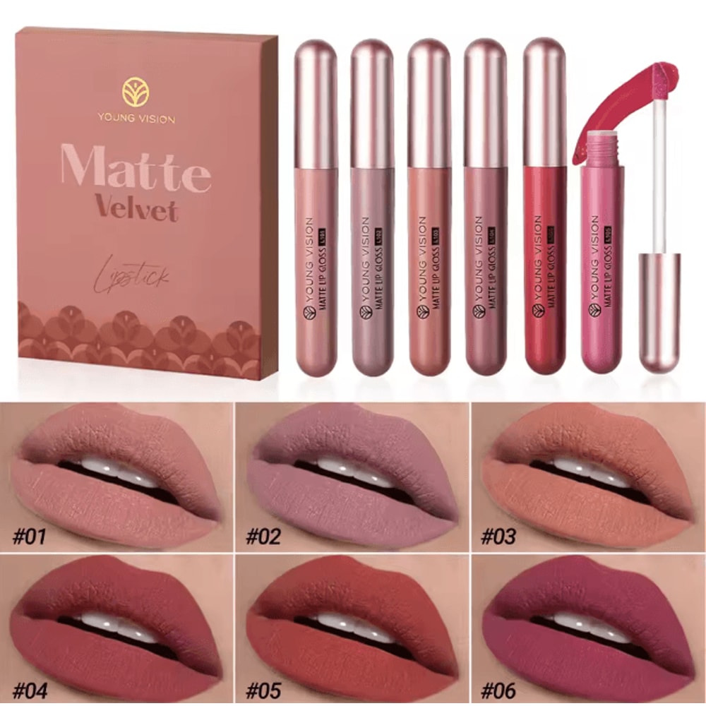 Matte Liquid Lipstick Set Long Lasting Non Stick Lip Gloss Collection 6 Colors 6
