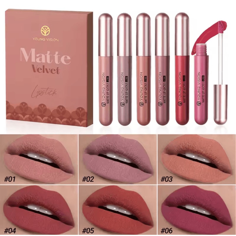 Matte Liquid Lipstick Set Long Lasting Non Stick Lip Gloss Collection 6 Colors 6