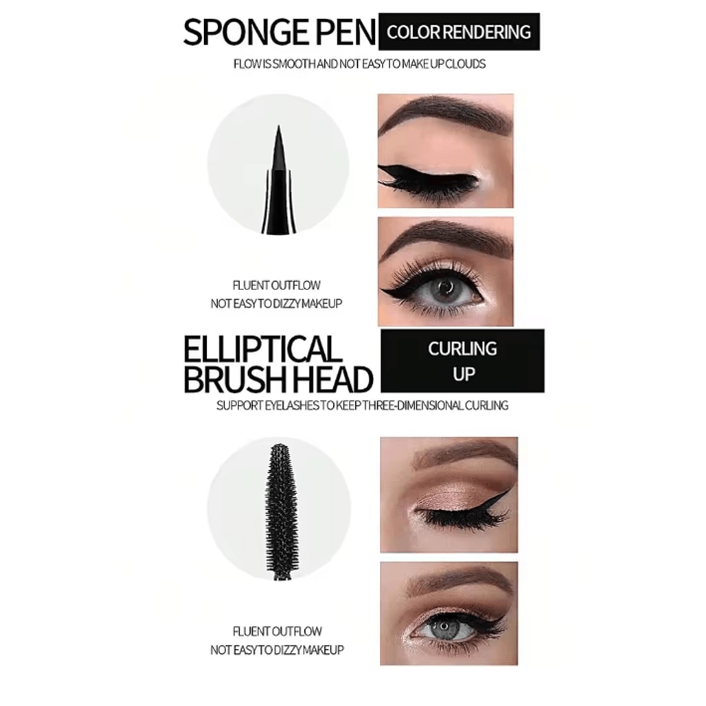 Waterproof Eye Makeup Set Eyeliner Mascara And Eyebrow Pencil 3