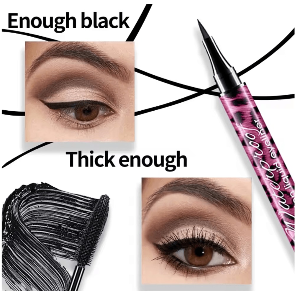 Waterproof Eye Makeup Set Eyeliner Mascara And Eyebrow Pencil 4