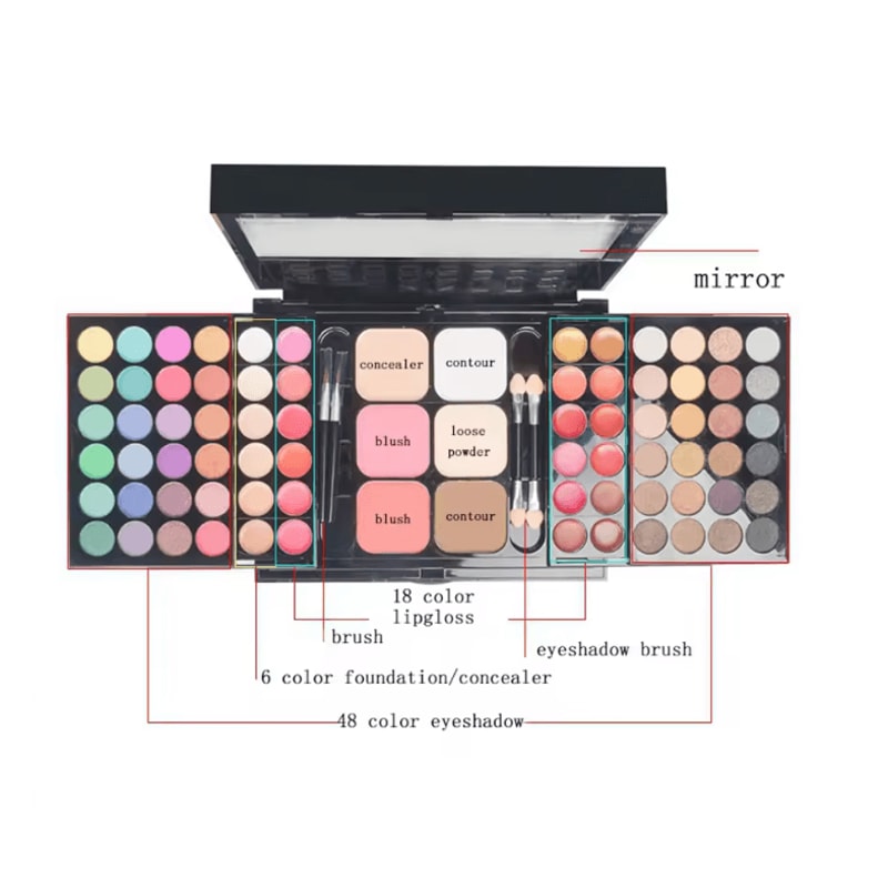 Large Color Glitter Eyeshadow Palette Matte And Shimmer Long Lasting 3