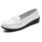 Womens Soft Leather Slip On Loafers Comfortable Flat Shoes 3