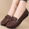 Womens Soft Leather Slip On Loafers Comfortable Flat Shoes 4