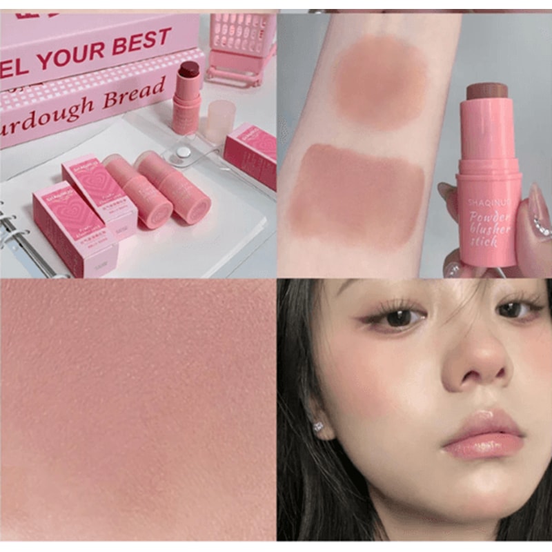 SHAQINUO Energizing Blush Stick Natural Matte Cream Glow 4
