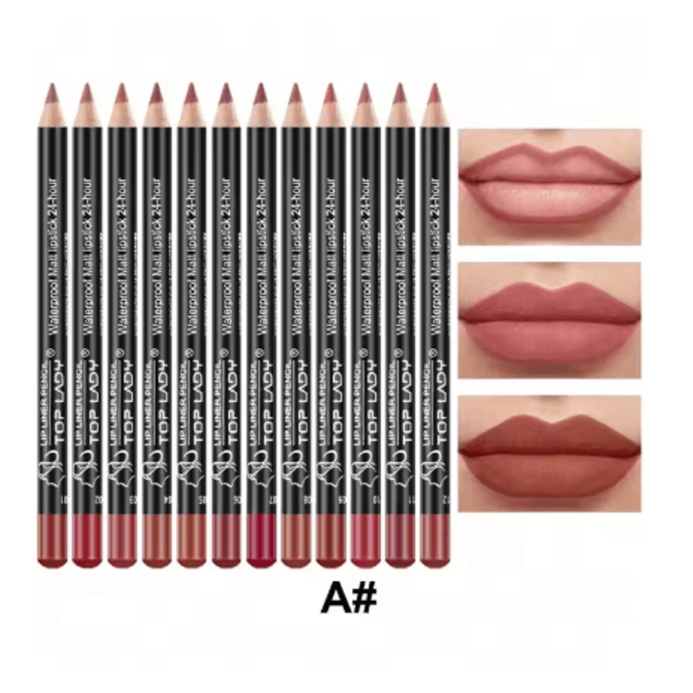 12 Color Professional Lip Liner Pencil Set Matte Nude Finish 4