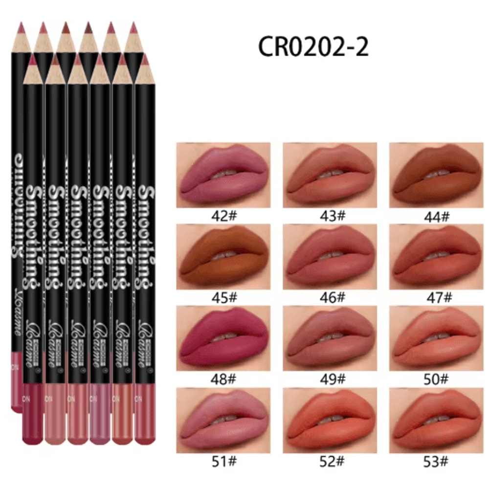 12 Color Professional Lip Liner Pencil Set Matte Nude Finish 5