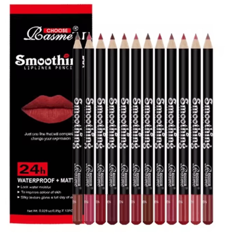 12 Color Professional Lip Liner Pencil Set Matte Nude Finish 6