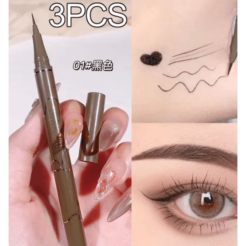 Slim Brown Liquid Eyeliner Waterproof Long Lasting Precision Pen 3