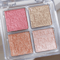 Four Color Face Highlighter Palette Natural Glow Shimmer Finish 0